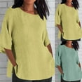 thumbnail image 7 of Lovskoo Summer Tops for Women 2024 Round Neck 3/4 Sleeve Solid Color Shirt Casual Top Mint Green, 7 of 7