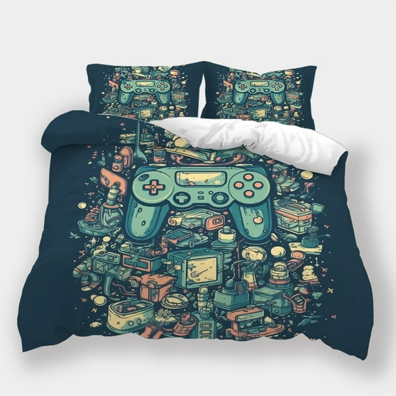 Comforter Cover Set Fashion Bedspreads Gamepad Printed Bedding Set Gamer Cool Bedroom Decor,California King (98"x104")