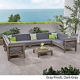 thumbnail image 3 of Noble House Brava 8 Piece Outdoor Acacia Wood Sectional Sofa Set in Dark Gray, 3 of 18