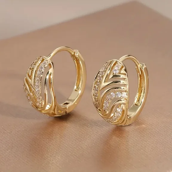 Hitanshu Jewels Round Cut CZ Stud Earrings 14K Yellow Gold Finish Romantic Gift for Her