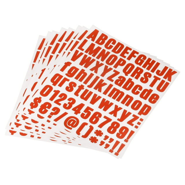 Uxcell 1 inch Self Adhesive Waterproof Vinyl Letter Number Sticker Set, 8 Sheet Red