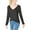 Charcoal, variant on Womens Juniors Raw Hem Long Sleeves V-Neck Sweater