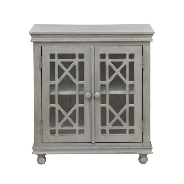 Home Fare Allison 2-Door Wood Accent Chest in Weathered Gray