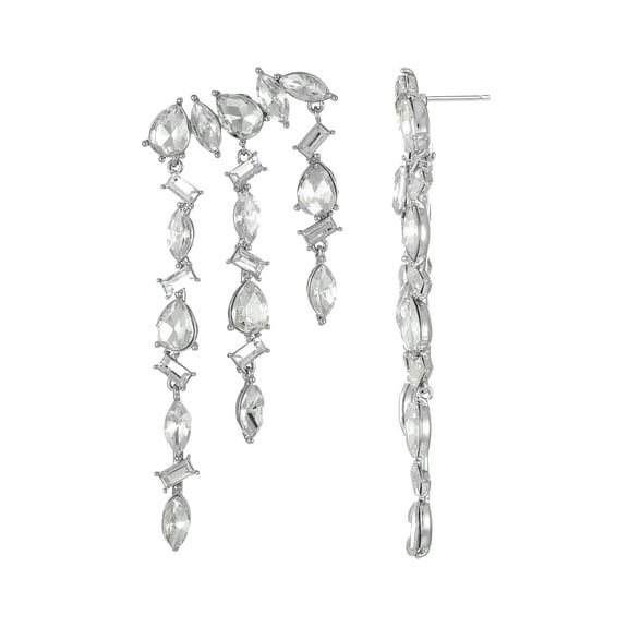 Time and Tru Silvertone Rhinestone Drop Earrings, 1 Pair