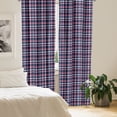 thumbnail image 2 of Ambesonne Checkered Curtains, Retro Plaid Mosaic, Pair of 28"x95", Dark Coral Pale Blue, 2 of 5