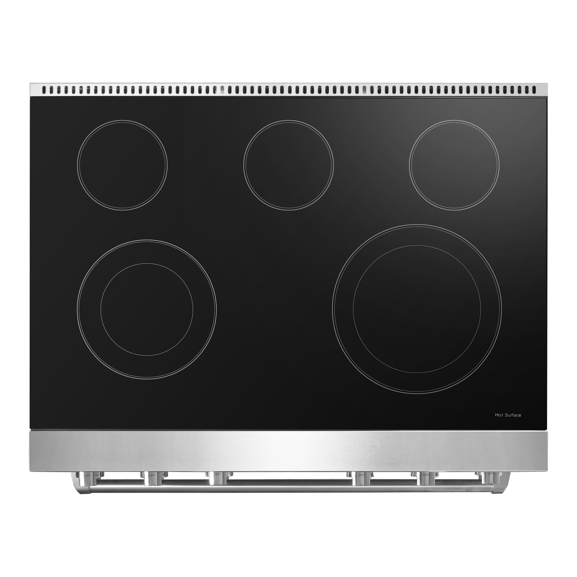 Commercial Style 36 in. 6.0 cu. ft. Electric Range with 5 Burner Glass Cooktop and Convection Oven in Stainless Steel