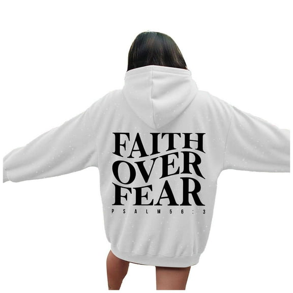 Arlun Christian Jesus Hoodies for Women Preppy Letter Graphic Printed Comfy Casual Pullover Sweatshirts Fashion Starry Sky Long Sleeve Loose Cozy Hooded Tops 2025 White M