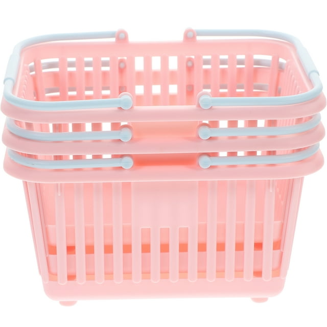 3pcs Small Toy Basket Plastic Baskets with Handles Compact Desktop Sundries Basket