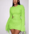 thumbnail image 2 of Kiplyki Women's Long Sleeve Fall Dress Round-Neck Solid Out Mini Dress, 2 of 7