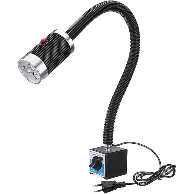Lámpara para máquina con base magnética, lámpara de torno LED de 9 W, flexible, resistente al agua, con base magnética para taller, torno, fresadora CNC, fresadora de metal