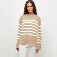 thumbnail image 6 of Timegard Sweaters for Women Striped Drop Shoulder Side Split Long Sleeve Pullover Fall Winter Knit Tops, 6 of 7