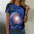 thumbnail image 2 of vigerkar Cute Tops for Women Galaxy Space Print Petite Shirts Casual Short Sleeve Crewneck Graphic Tees Blouses (Dark Blue, S), 2 of 6