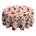 thumbnail image 4 of Beige Christmas Santa Pattern Round Tablecloth 60"x60",Wrinkle Wipeable Table Cloth for Kitchen Dining Room Picnic Patio Party, 4 of 6
