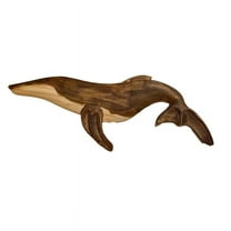 Wooden Sea Fish Decor Statue Whale Figurine Sculpture Ornament Rustic Decoration Wall Hanging Decoration,D
