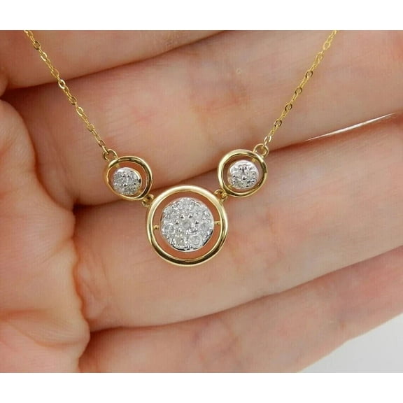 1.00Ct Round Cut Lab Created Diamond Micky Mouse Stunning Pendant 14k Yellow Gold Plated