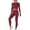DT-Wine, variant on DailyTrove Women's Long Sleeve Crew Neck Crop Top & Legging Set - Solid Color, Slim Fit, Gym & Casual Wear,Dark Gray