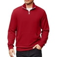 thumbnail image 2 of Mohiass Mens Sweatshirts No Hood Quarter Zip Long Sleeve Pullover Shirts Stand Collar Lightweight Comfy Sweatshirt with Pocket Deep Red XL, 2 of 5
