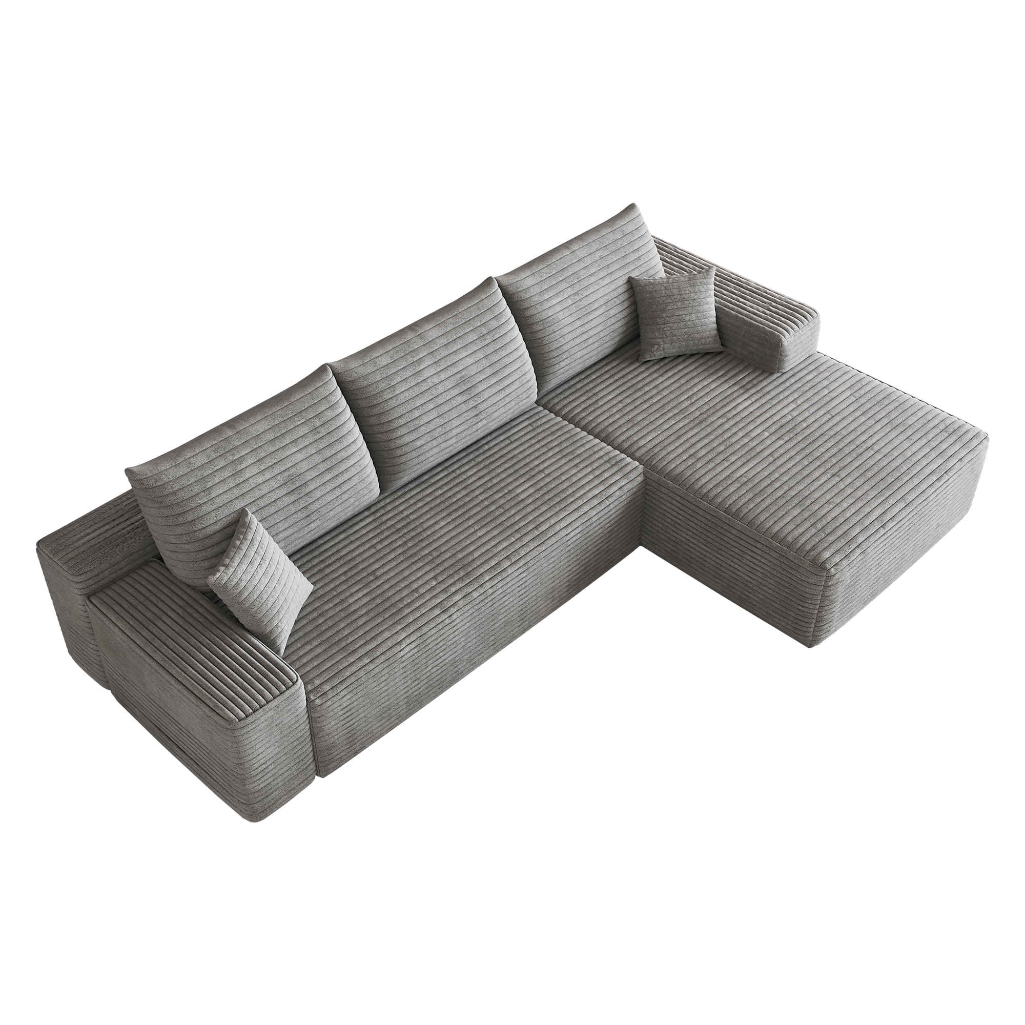 MAYEERTY 107 Inch L‑Shape Cloud Sectional Couch with Chaise, Modern Modular Deep‑Seat Sofa, Plush Corduroy Upholstered Couch, No Assembly Required for Living Room Bedroom Apartment