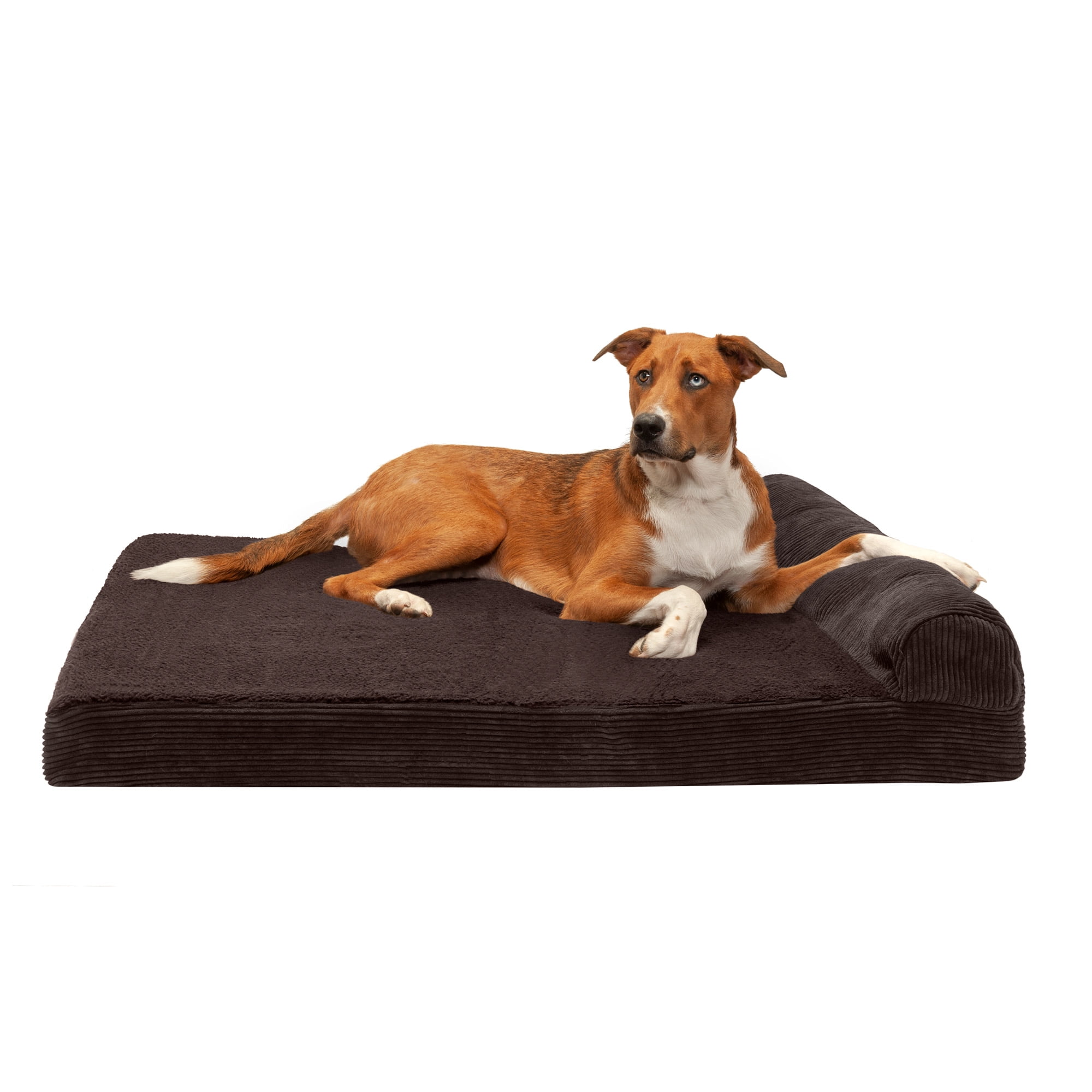 FurHaven Pet Dog Bed Memory Foam Corduroy Chaise Faux Fleece