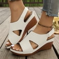 thumbnail image 3 of Rokment Orthopedic Platform Wedge Gladiator Dressy Sandals for Women 2026 Fashion Casual Leather Open Toe Comfortable Arch Support Chunky High Heels Walking Dress Summer Shoes Beige Size 6, 3 of 7