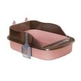 thumbnail image 4 of Caja de arena para gatos, inodoro para gatos, fácil de transportar, portátil, suministros para mascotas, orinal antisalpicaduras Rosa, 4 of 8