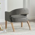 thumbnail image 2 of Hassch PU Upholstered Barrel Chair with Open Back Design and Weathered Wood Legs, Comfy Accent Chair for Dining Room, Café, Club & Home (Gray), 2 of 8