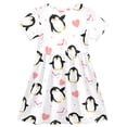 thumbnail image 2 of Penguin Love Pattern Girls Short Sleeve Dress A Line Sun Protection Breathable Comfort Sundress 3T, 2 of 8