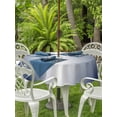 thumbnail image 3 of Outdoor Table Cloth with Umbrella Hole and Zipper, Navy Blue Ombre Waterproof Round Tablecloth 60 Inch, Blue White Gradient Modern Abstract Art Washable Table Cover for Outside Party Patio Picnic, 3 of 8