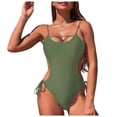 thumbnail image 1 of Huesdet Womens Color Block Print One Piece Swimsuits Athletic Training Swimwear Bathing Suits[AG,S], 1 of 9