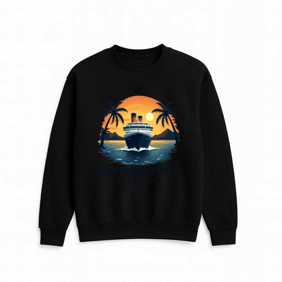 Cruise Time Countdown Vacation Outfit Nautical Theme Casual Style Sweatshirt, for men & women, up to size 5XL
