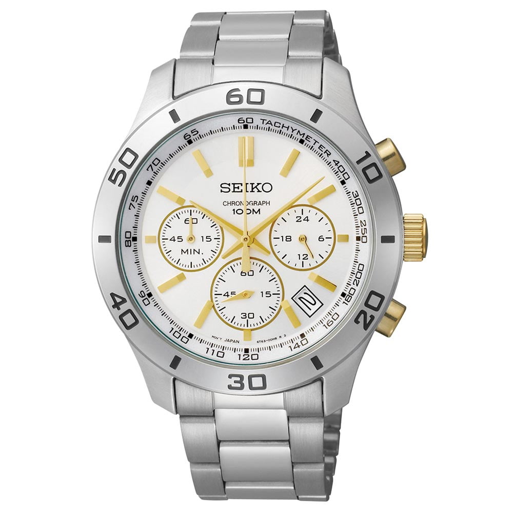 seiko men's stainless steel chronograph watch