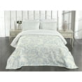 thumbnail image 3 of Ambesonne Floral Quilted Bedspread Set 3 Pcs, Bohemian Vintage Orchids, King Size, Cream and Blue, 3 of 5