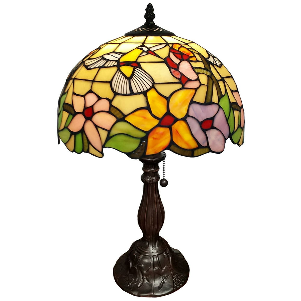 Tiffany Style Hummingbirds Table Lamp - 18