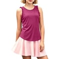 thumbnail image 3 of LILIYA Girl's Summer Workout Tank Tops Kids Ruffle Sleeveless Racerback Crewneck Casual Loose Fit Shirts Running Gym Athletic Cozy Yoga Tee Shirts, 3 of 8