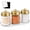 Gold+SS Lid, variant on 3 Pack Glass Apothecary Jars with Acrylic Vanity Tray | Bathroom Jars with Lids Set with for Qtip, Cotton Ball, Floss Picks - Modern Industrial Style - Bathroom Organizer