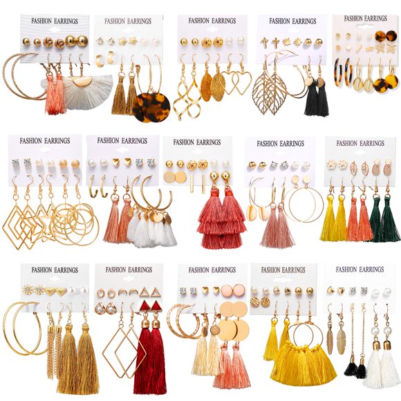 Pendientes AROIC Coloridos 93 pares con borla para mujer