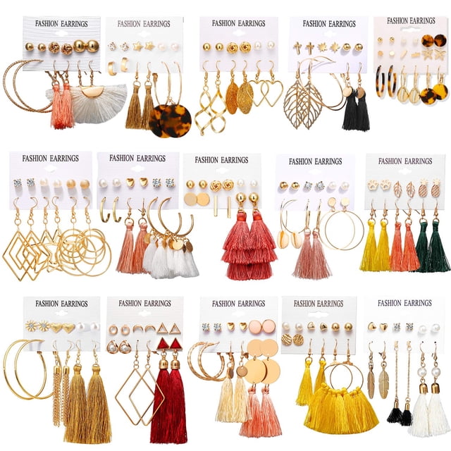 Pendientes AROIC Coloridos 93 pares con borla para mujer