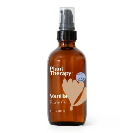 Plant Therapy Vanilla Body Oil 4 oz Sweet & Soothing Vanilla Scent, Locks in Moisture for Supple, Radiant Looking Skin, Promotes Skin Elasticity