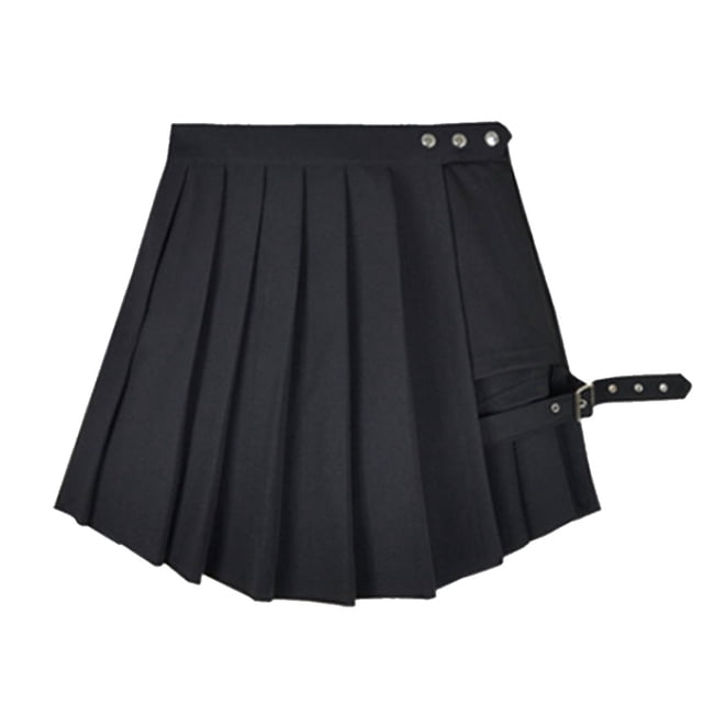 ZLight Pleated Half Skirt Summer Punk Style Plaid Irregular Skirts Washable Soft Women Irregular Dress Short Skirt Student Type 1