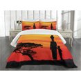 thumbnail image 3 of Ambesonne African Quilted Bedspread Set 3 Pcs, Mother and, Queen Size, Scarlet Yellow and Black, 3 of 5