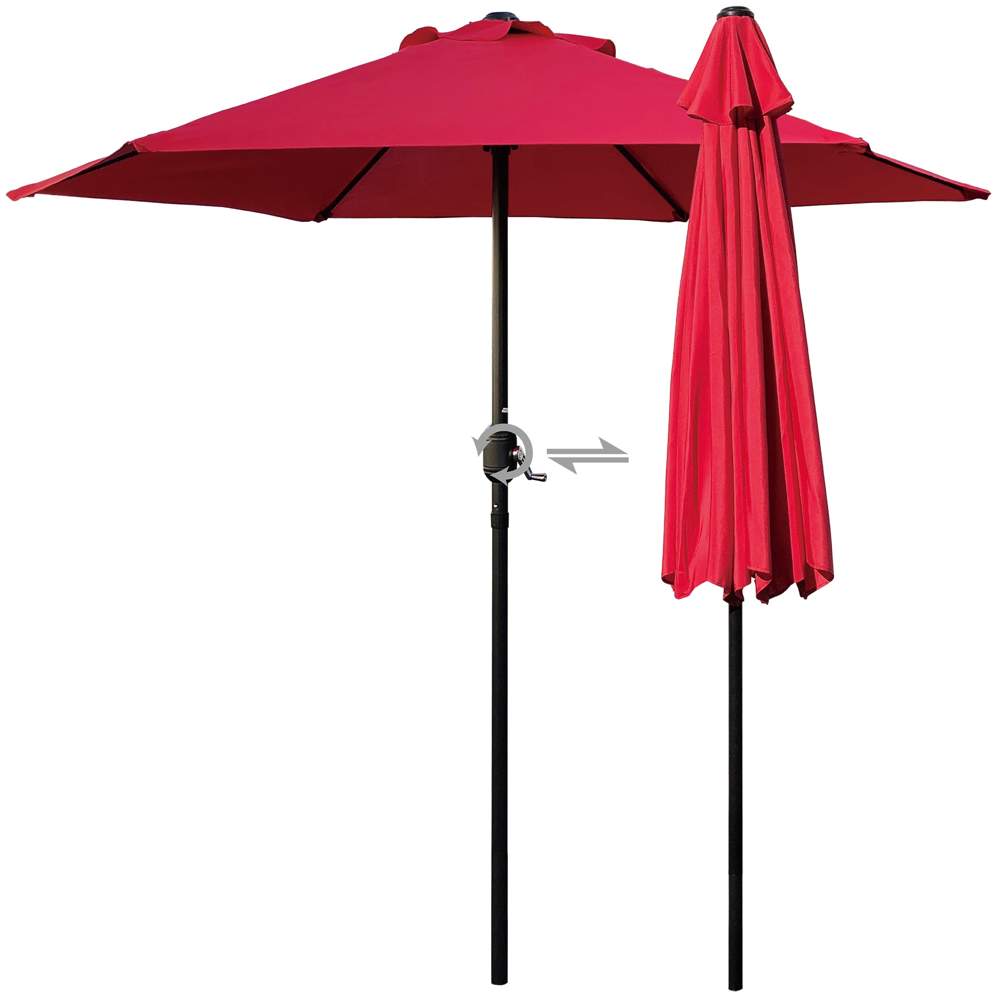 Abble 7.5ft Patio Umbrella with Crank Outdoor Market Umbrella with 6 Ribs for Garden Deck Backyard Pool, Red
