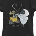 thumbnail image 2 of Girl's Wall-E Valentine's Day EVE Sparks Fly  Graphic Tee Black Large, 2 of 4