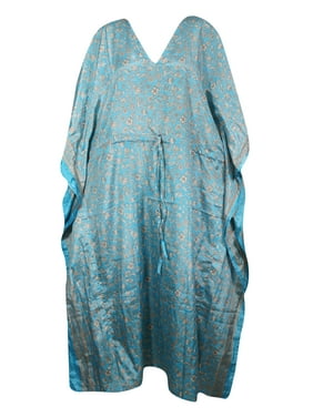 Mogul Women Bohemian Kaftan, boho Caftan Maxi Dress, OCEAN BLUE Printed Kaftan Dress, Cover Up, Beach Dress, Resort Wear Caftan 2XL