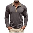 thumbnail image 3 of GEWSEY Mens Long Sleeve Polo Shirts Fashion Casual Raglan Button Polo Tee Collared Golf Shirt (Dark Gray, M), 3 of 9