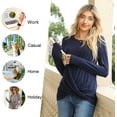 thumbnail image 6 of WUJINXIA Women's Long Sleeve Tunic Tops Casual Round Neck T-Shirts Front Twist Top, 6 of 7