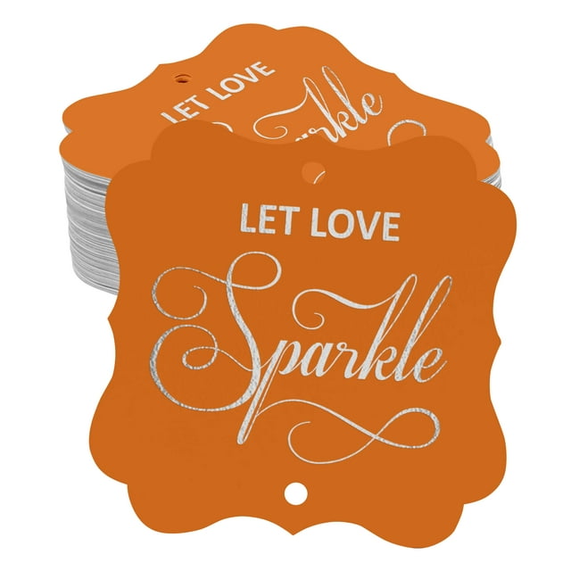Inkdotpot Real Silver Foil Let Love Sparkle Wedding Tags Favor Bracket Shape Hang Pack Of 50 Paper Tags