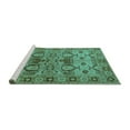 thumbnail image 2 of Ahgly Company Machine Washable Indoor Square Oriental Turquoise Blue Industrial Area Rugs, 6' Square, 2 of 4