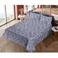thumbnail image 4 of Ambesonne Floral Fitted & Flat Sheet with Shams 4 Pcs Set, Retro Vibe Butterflies Curls, King, Ceil Blue and Dark Purple, 4 of 5