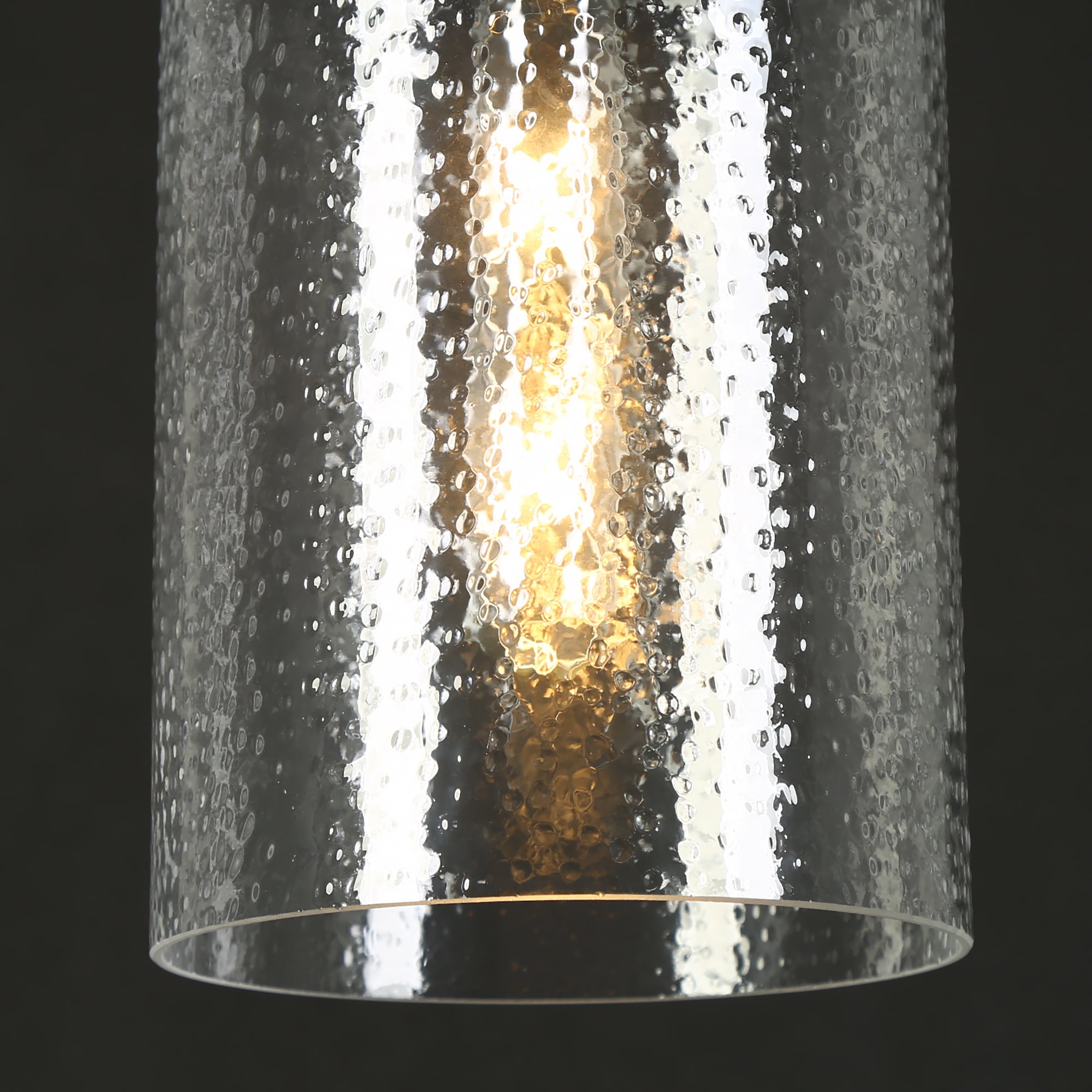 LNC Matte Black Modern/Contemporary Seeded Glass Cylinder LED Mini Hanging Pendant Light