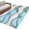 thumbnail image 6 of Teal Beige Ombre Area Rug 4x6 Washable Rug Non Slip Modern Abstract Art Moire Large Area Rug Indoor Floor Carpet for Entryway Bedroom Kitchen Living Room Home Office Dining Room Nursery, 6 of 8